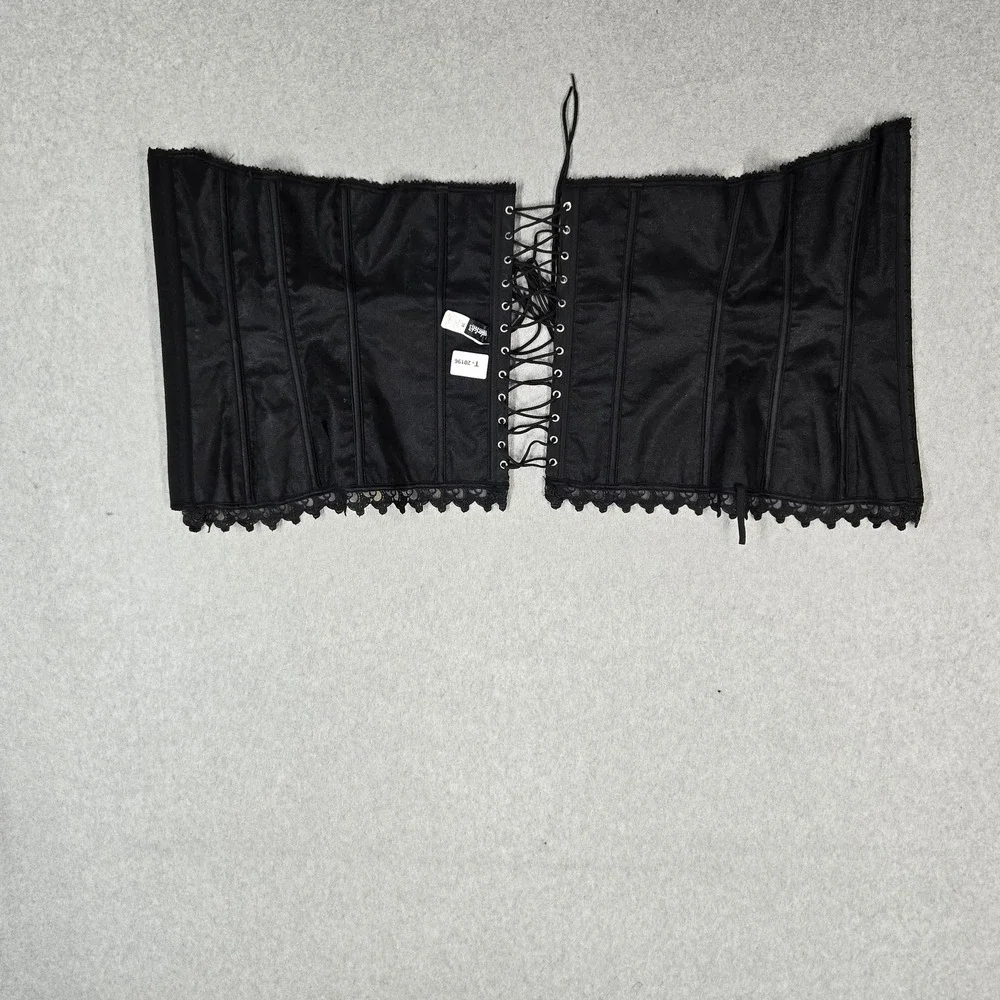 Frederick's Of Hollywood Women Corset 36 Black Floral Victorian Lace